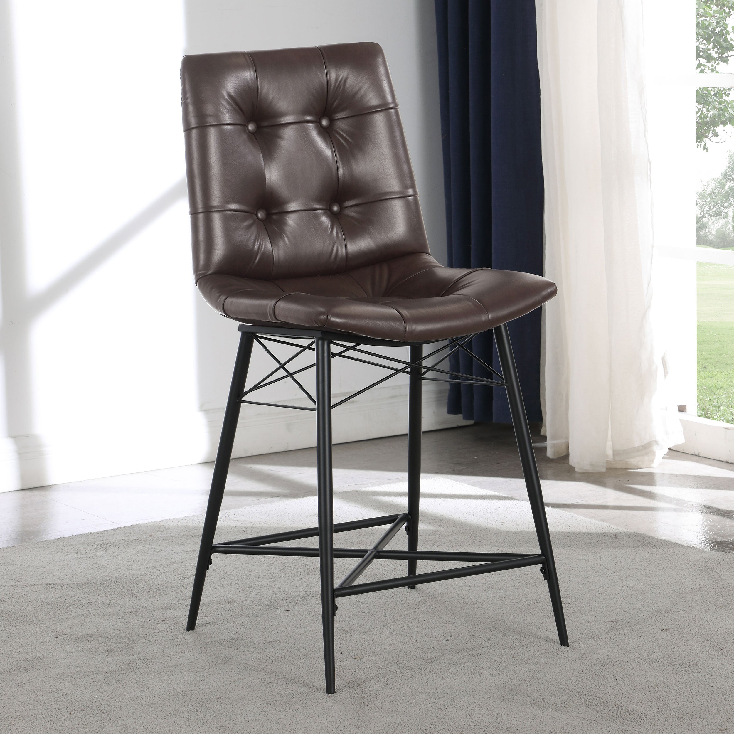 Aiken Upholstered Tufted Counter Chair (Set of 2)
