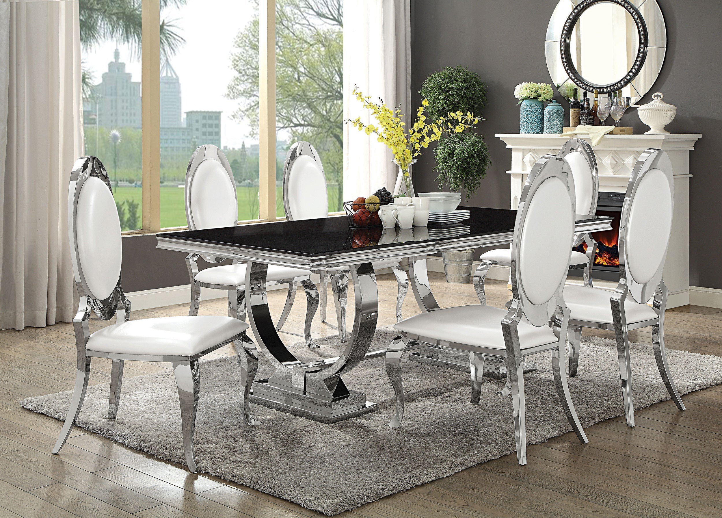 Antoine Rectangular 95-inch Glass Top Dining Table