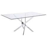 Carmelo Rectangular 66-inch Glass Top Dining Table Chrome
