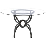 Aviano Round 48-inch Glass Top Metal Dining Table Gunmetal