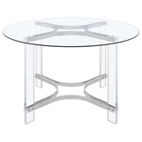 Keeling 47-inch Round Glass Top Acrylic Dining Table Chrome