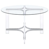 Keeling 47-inch Round Glass Top Acrylic Dining Table Chrome