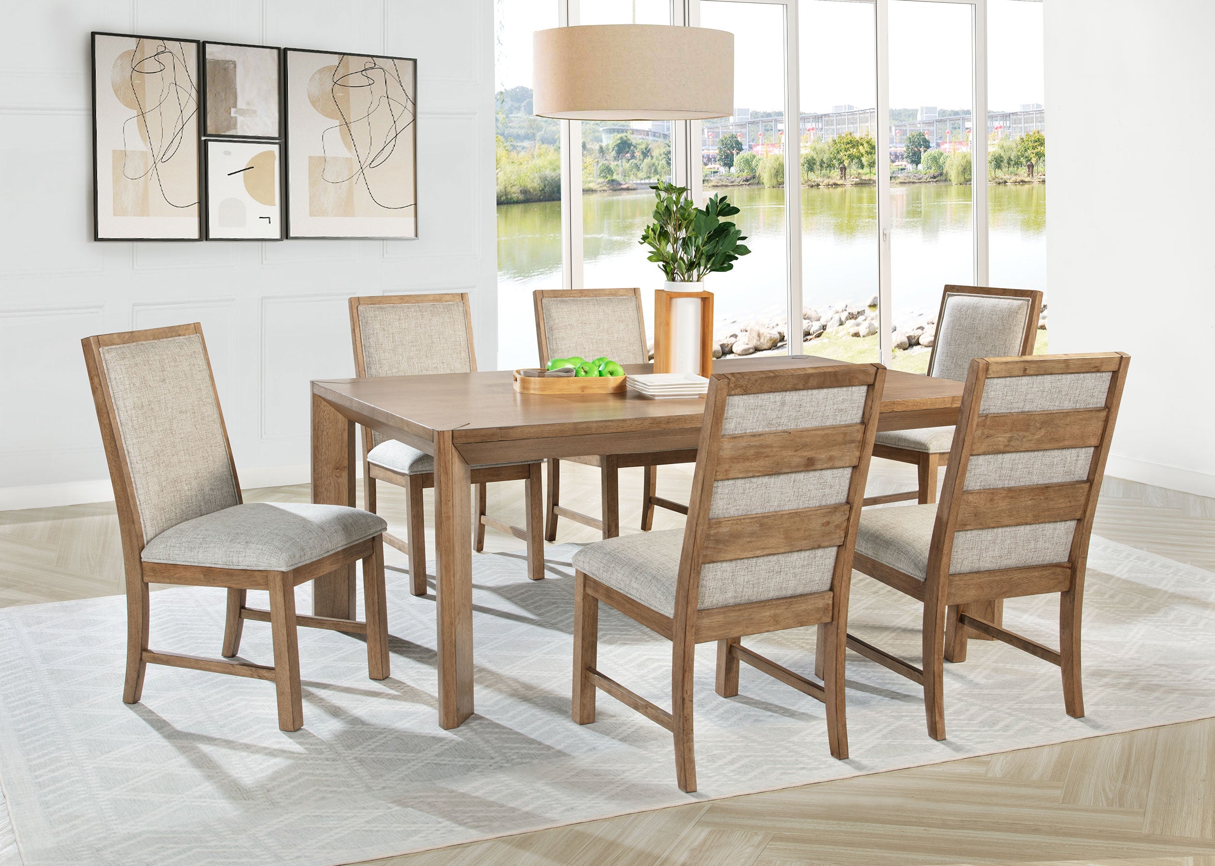 Bruner 72-inch Rectangular Dining Set Natural Brown