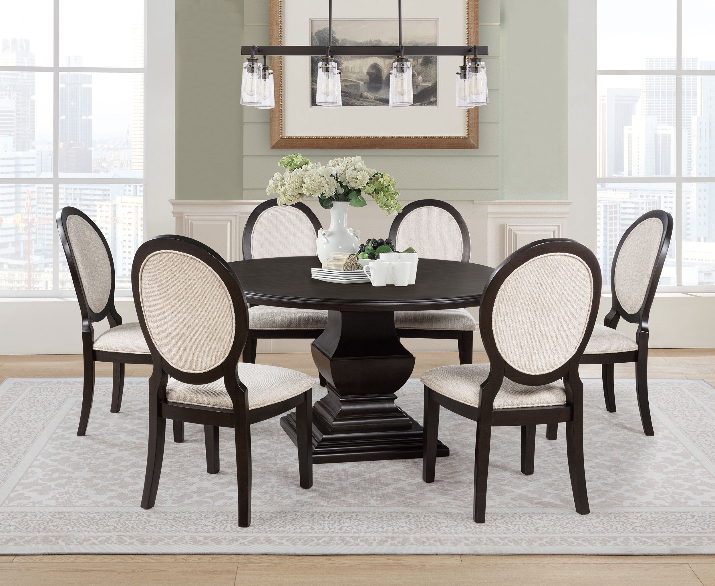 Twyla Round Wood Dining Room Table Set Dark Cocoa