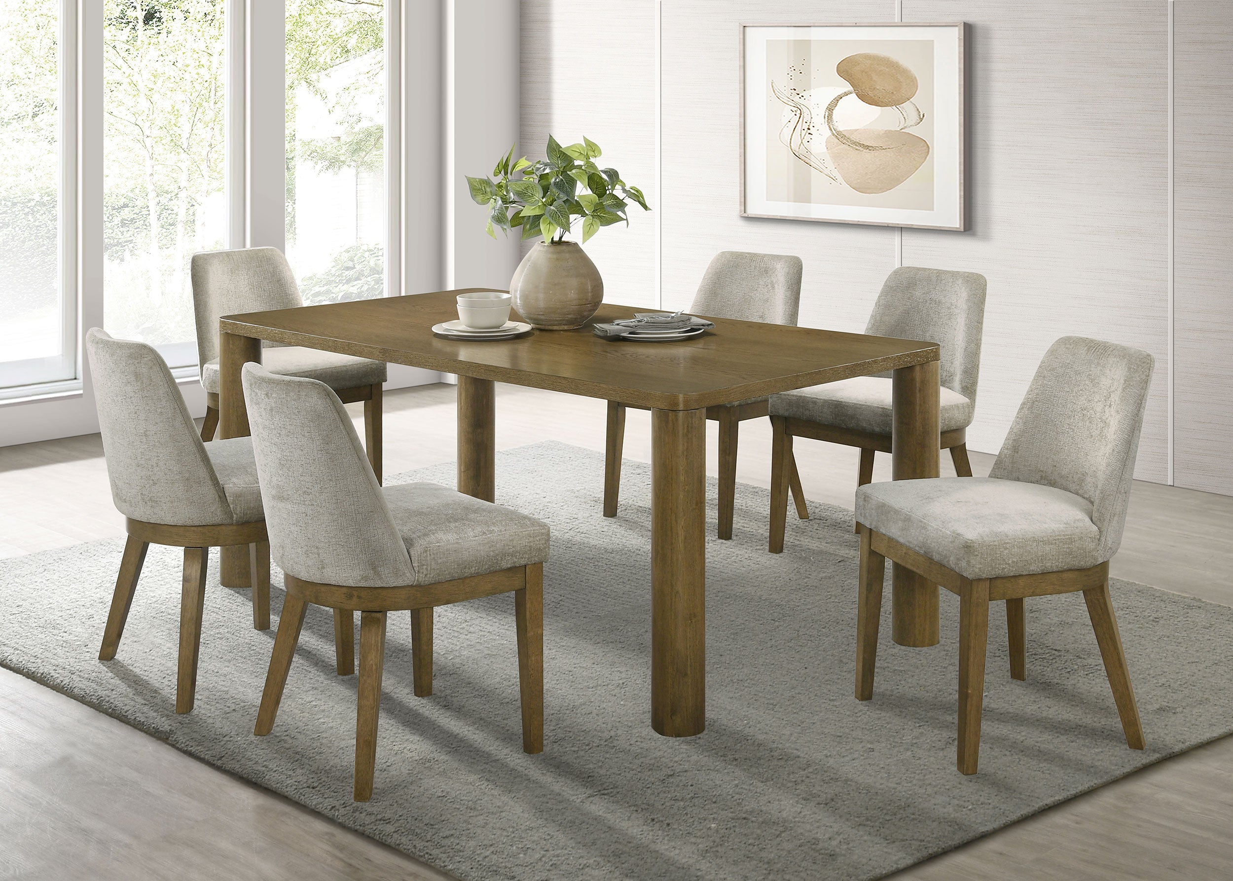 Castlewood 71-inch Rectangular Dining Set Brown Oak