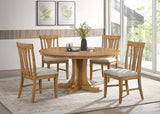Hartville Round Dining Table Set Natural Light Brown