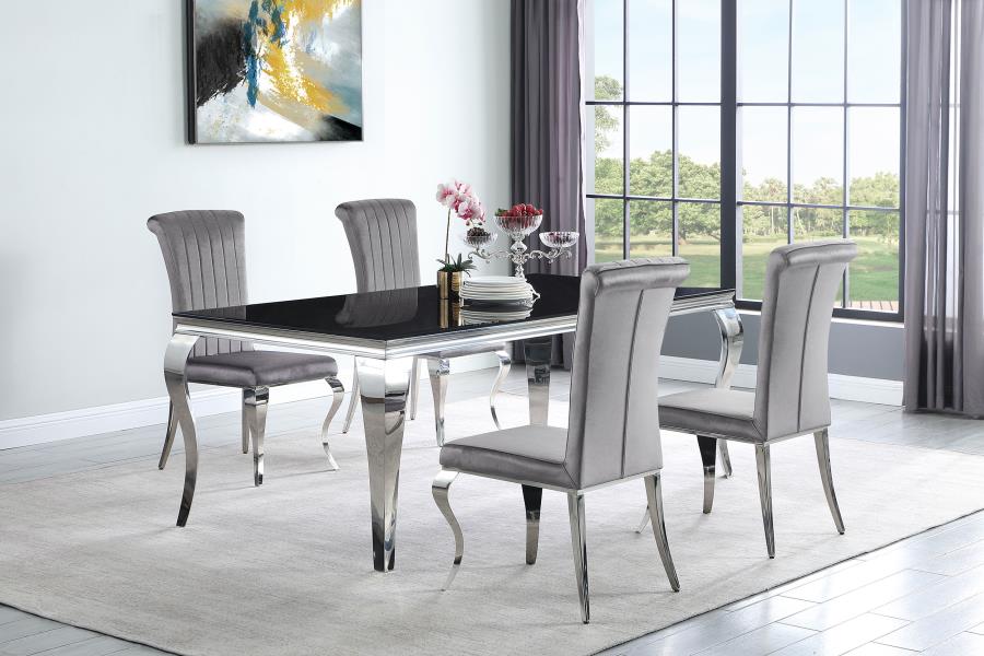 Carone 81-inch Rectangular Glass Dining Set