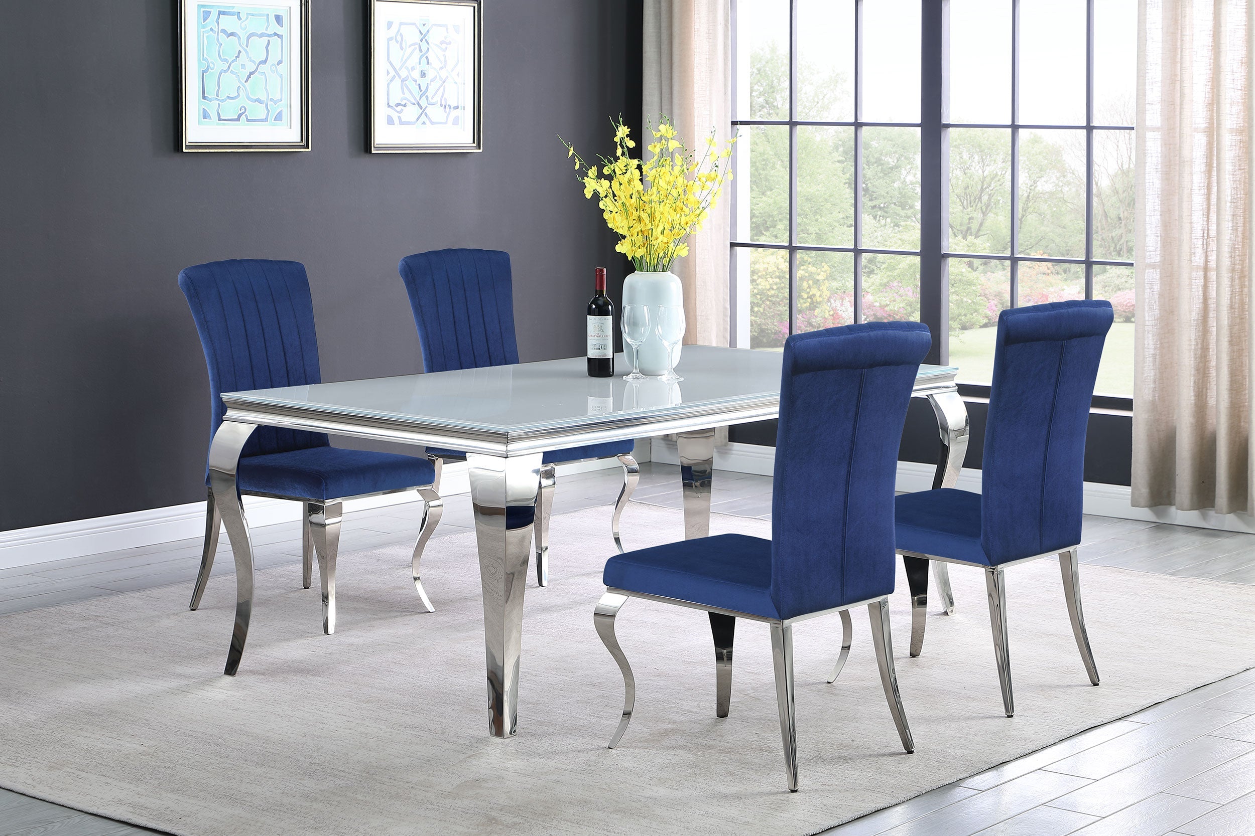 Carone 81-inch Rectangular Glass Dining Set