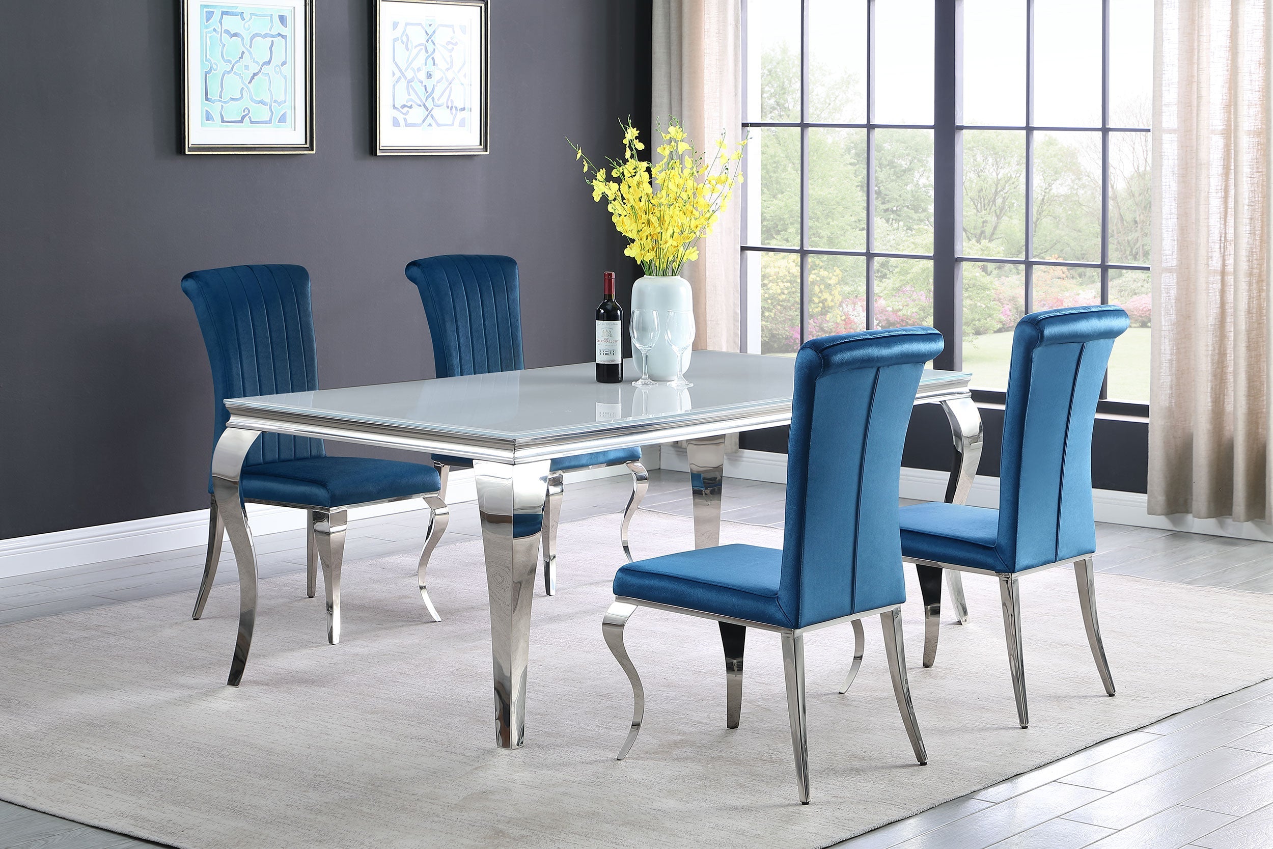 Carone 81-inch Rectangular Glass Dining Set
