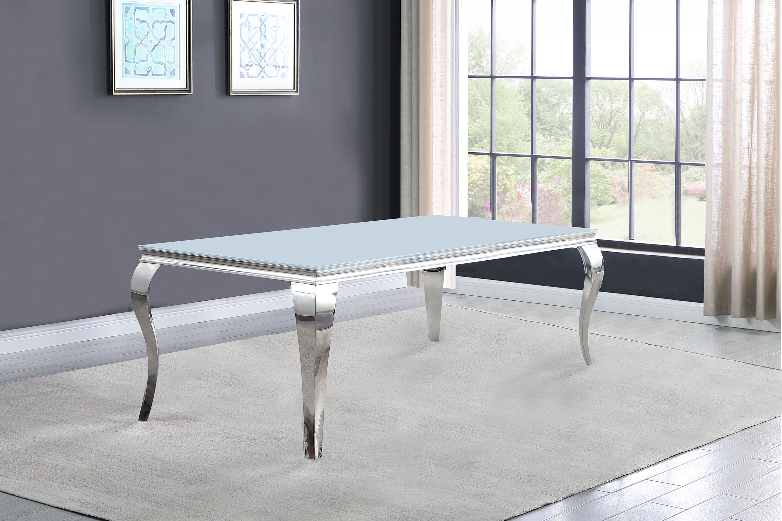 Carone Rectangular 81-inch Glass Top Dining Table