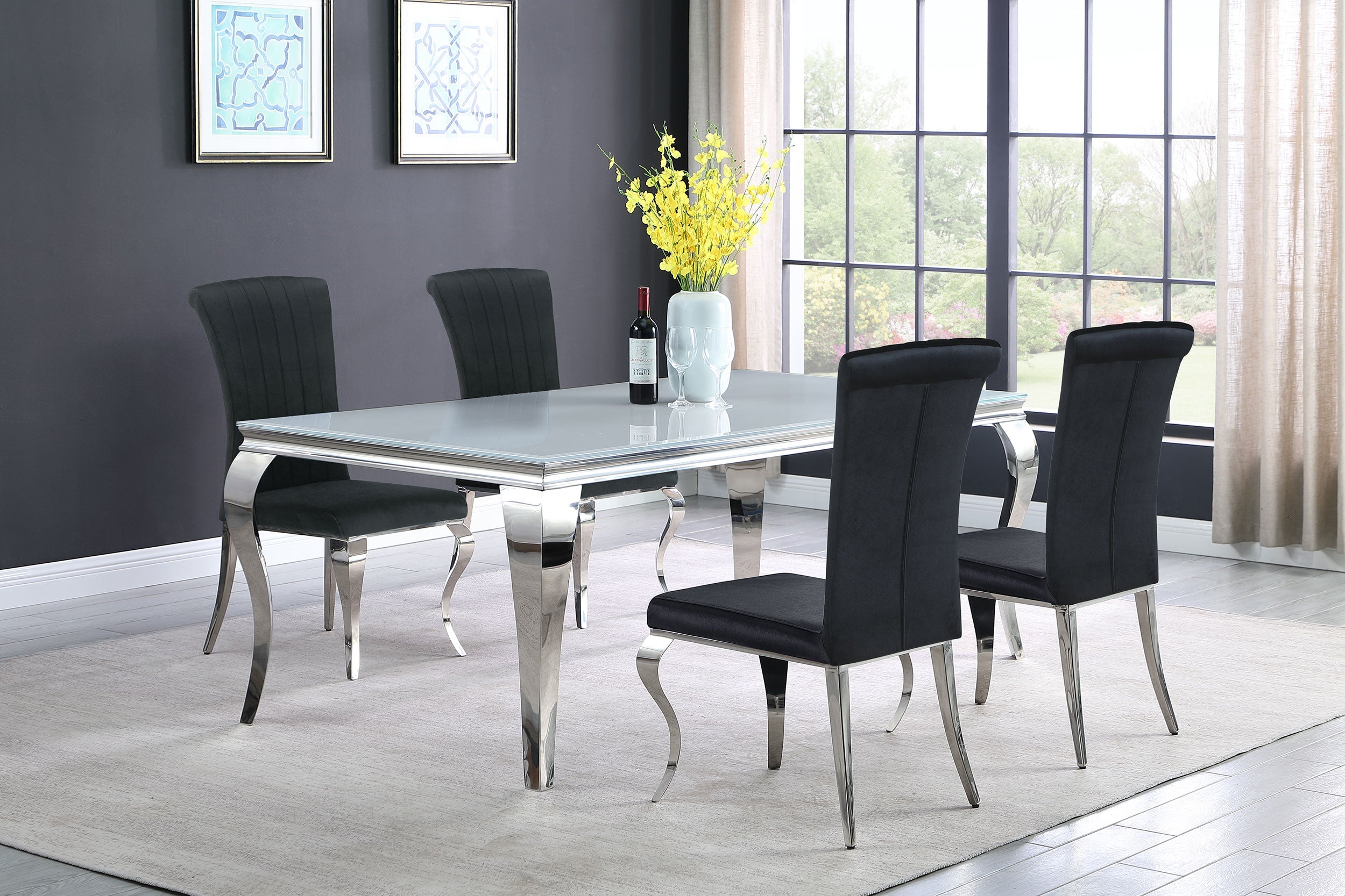 Carone Rectangular 81-inch Glass Top Dining Table