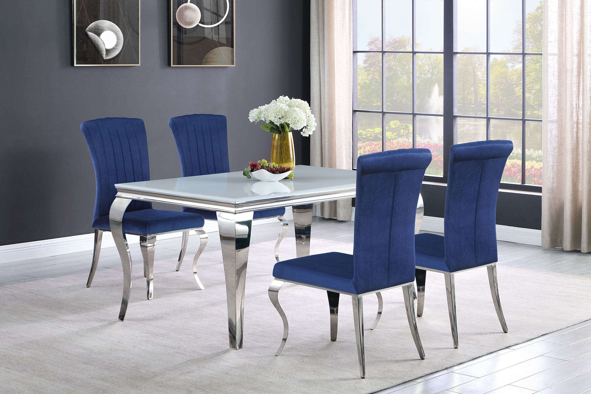Carone 81-inch Rectangular Glass Dining Set