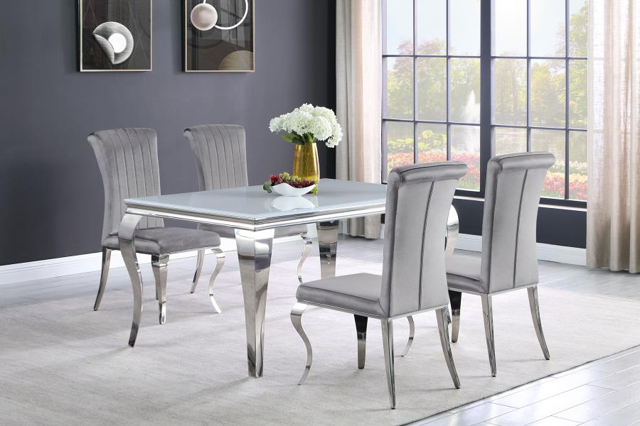 Carone 81-inch Rectangular Glass Dining Set