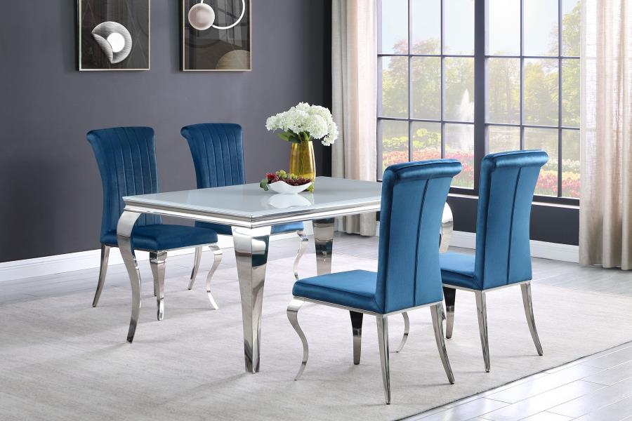 Carone 81-inch Rectangular Glass Dining Set