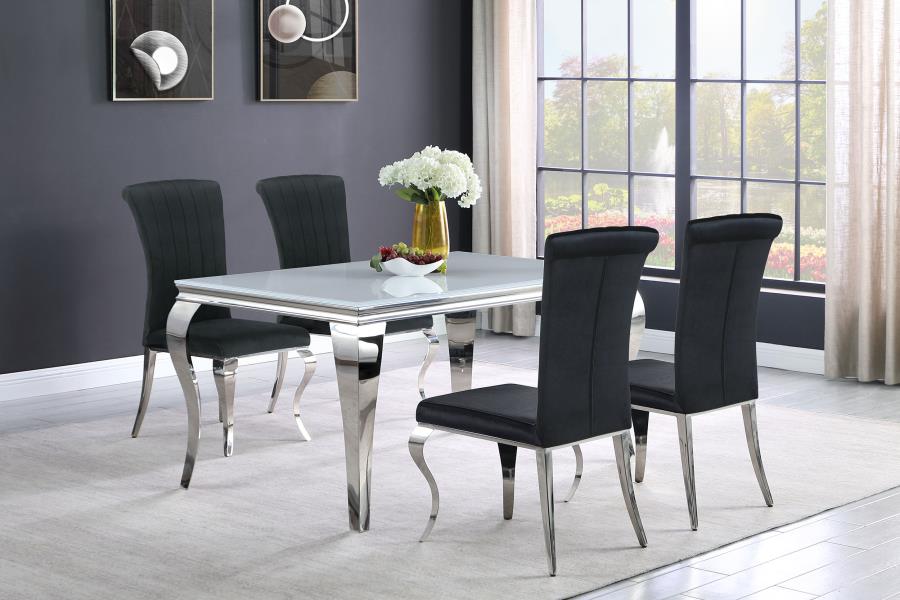 Carone 81-inch Rectangular Glass Dining Set