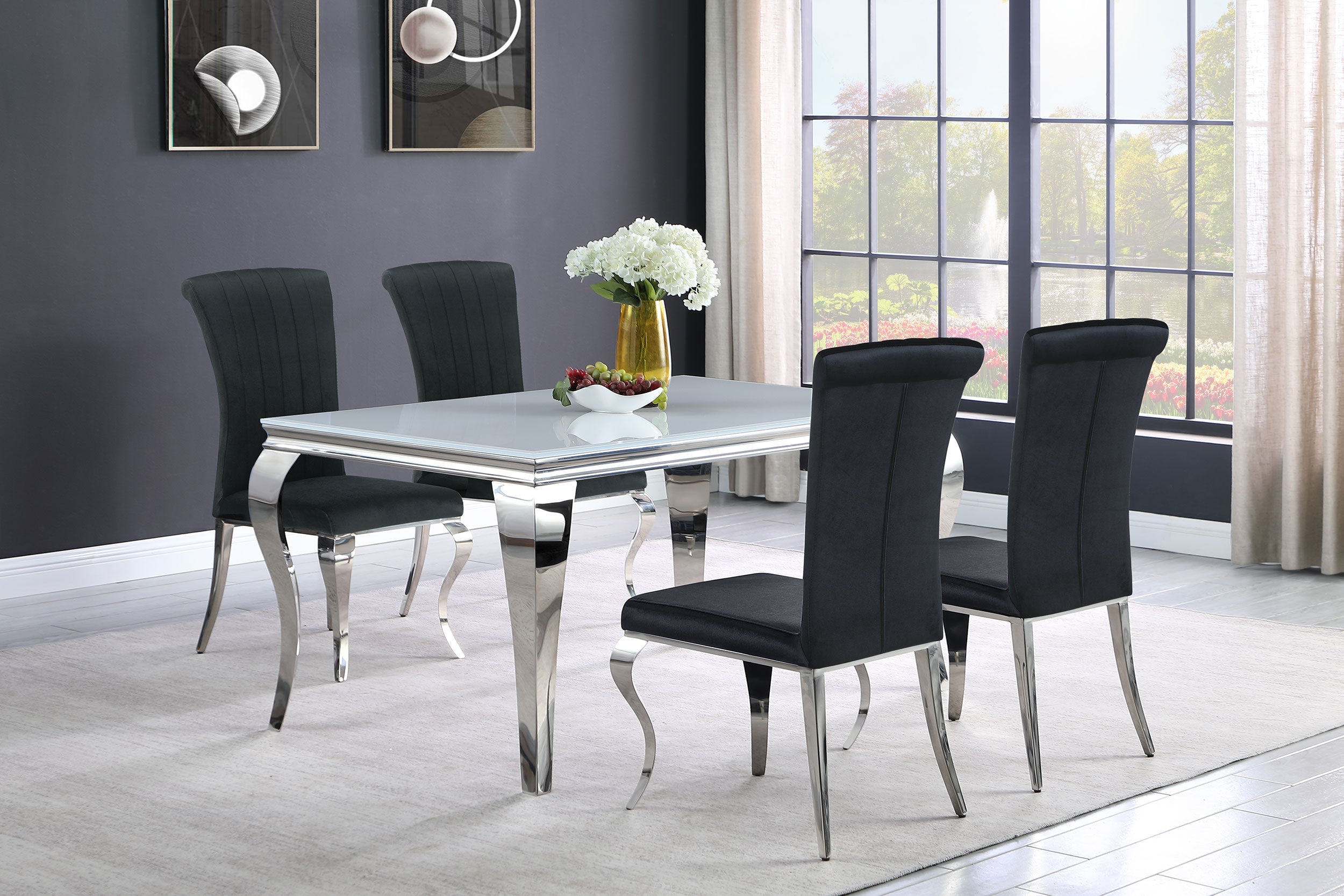 Carone 81-inch Rectangular Glass Dining Set