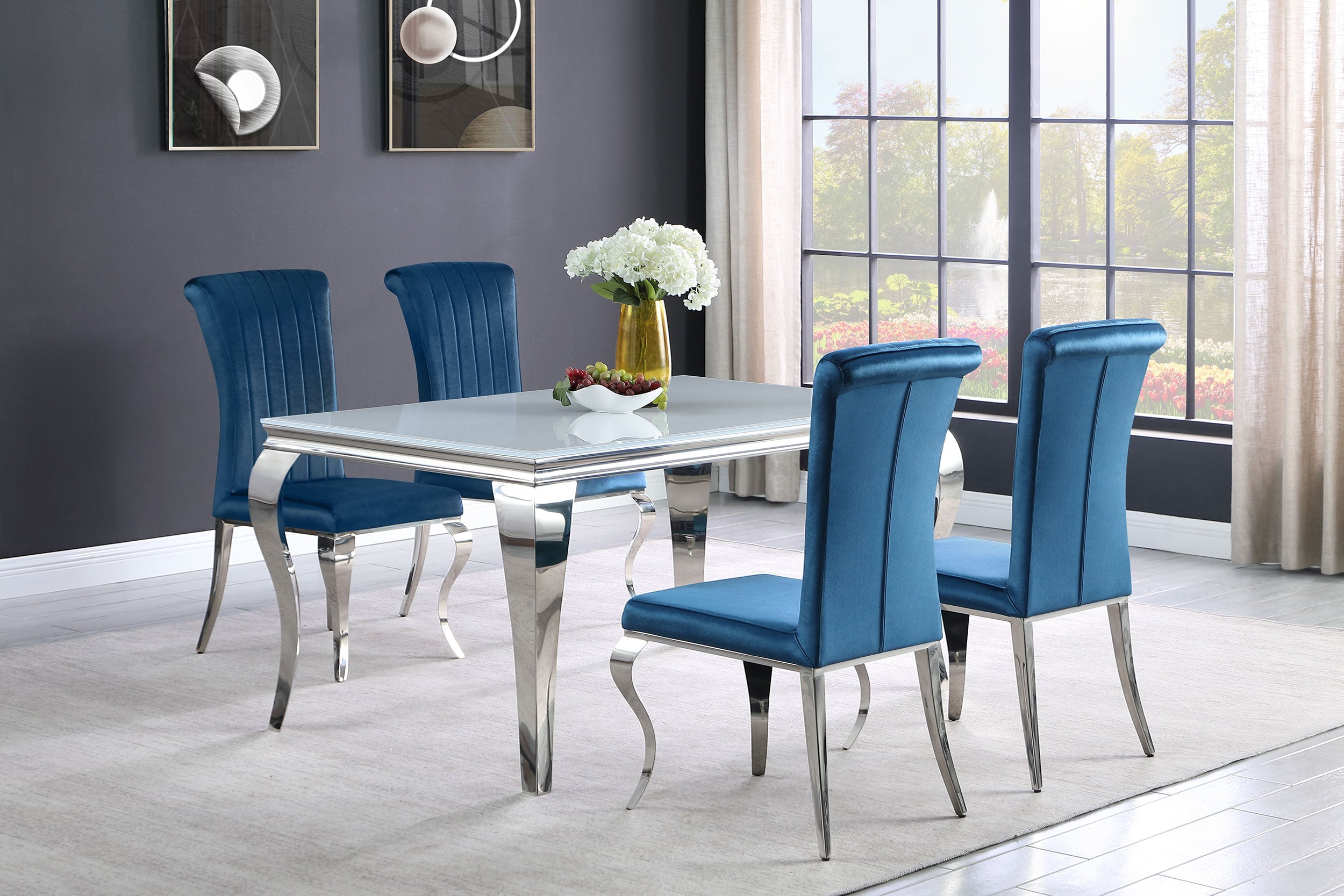 Carone Rectangular 61-inch Glass Top Dining Table