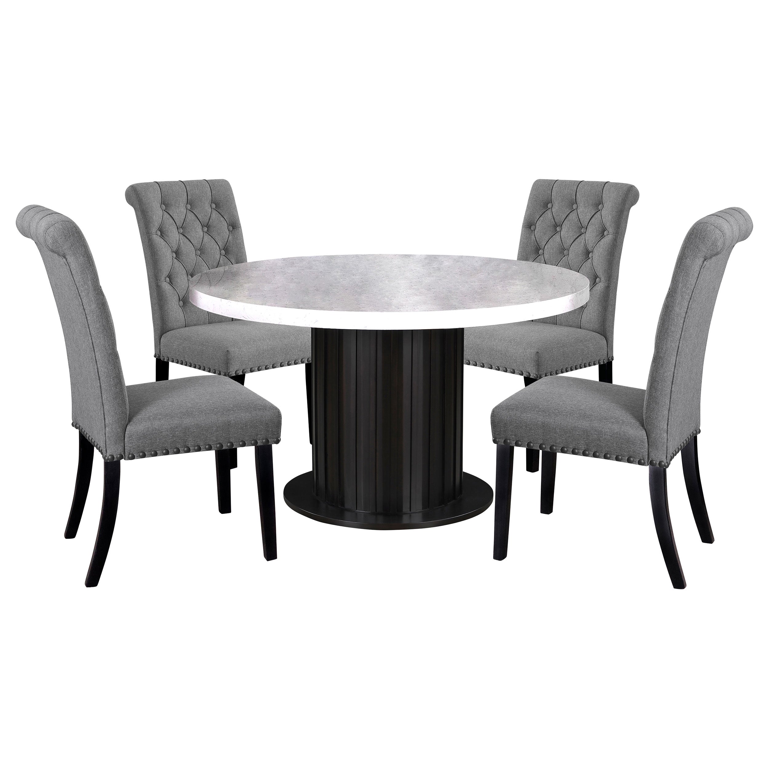 Sherry Round Marble Top Dining Table Set