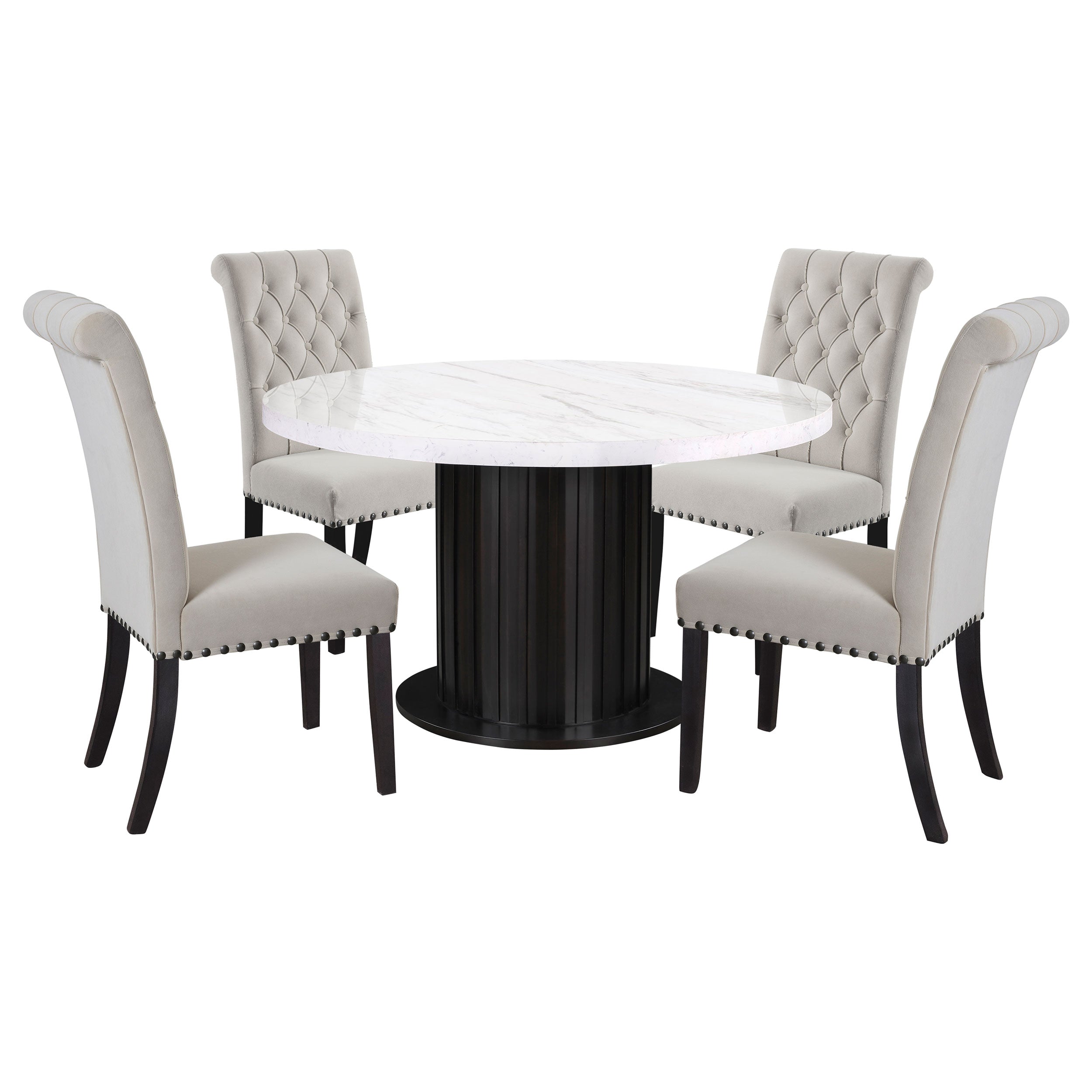 Sherry Round Marble Top Dining Table Set