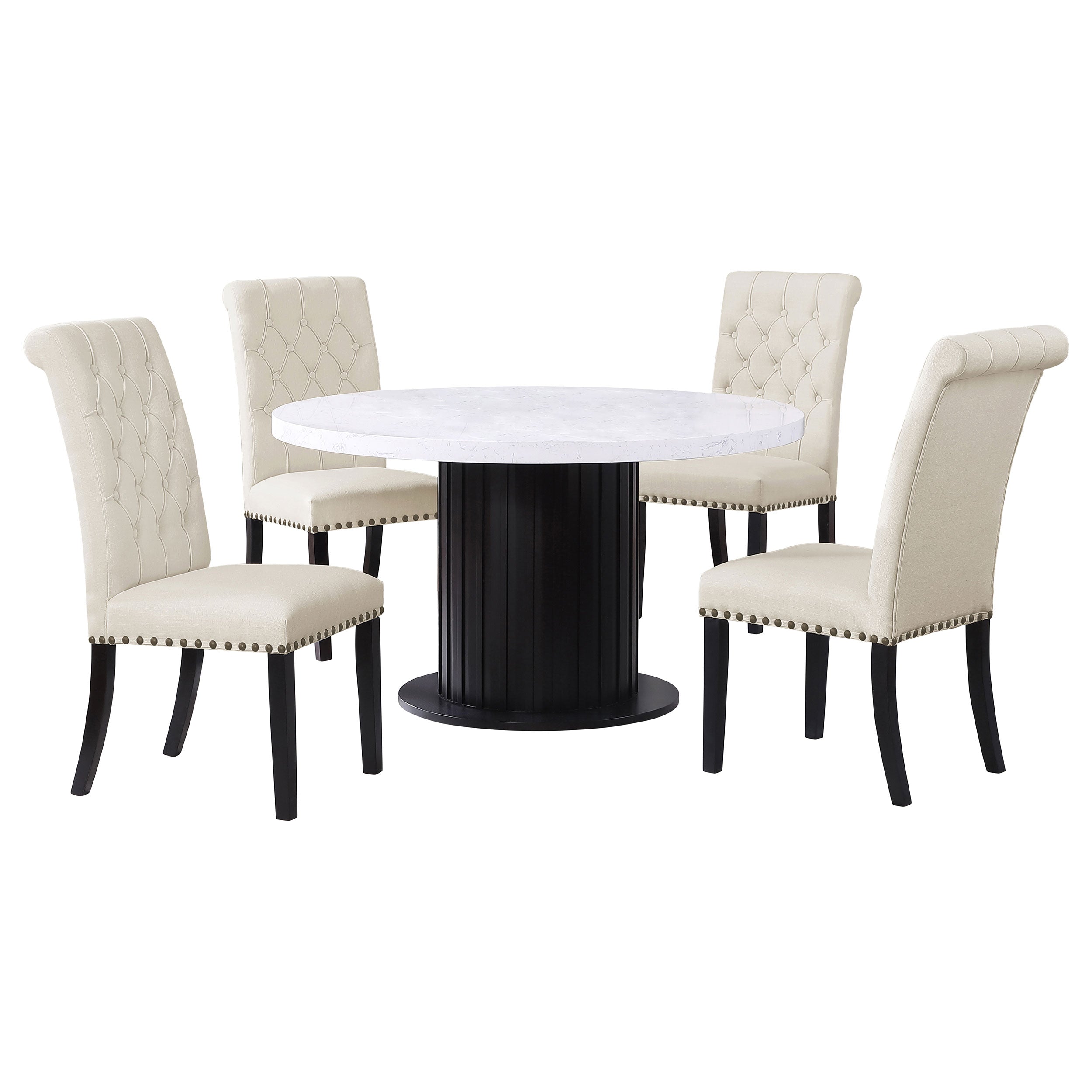 Sherry Round Marble Top Dining Table Set