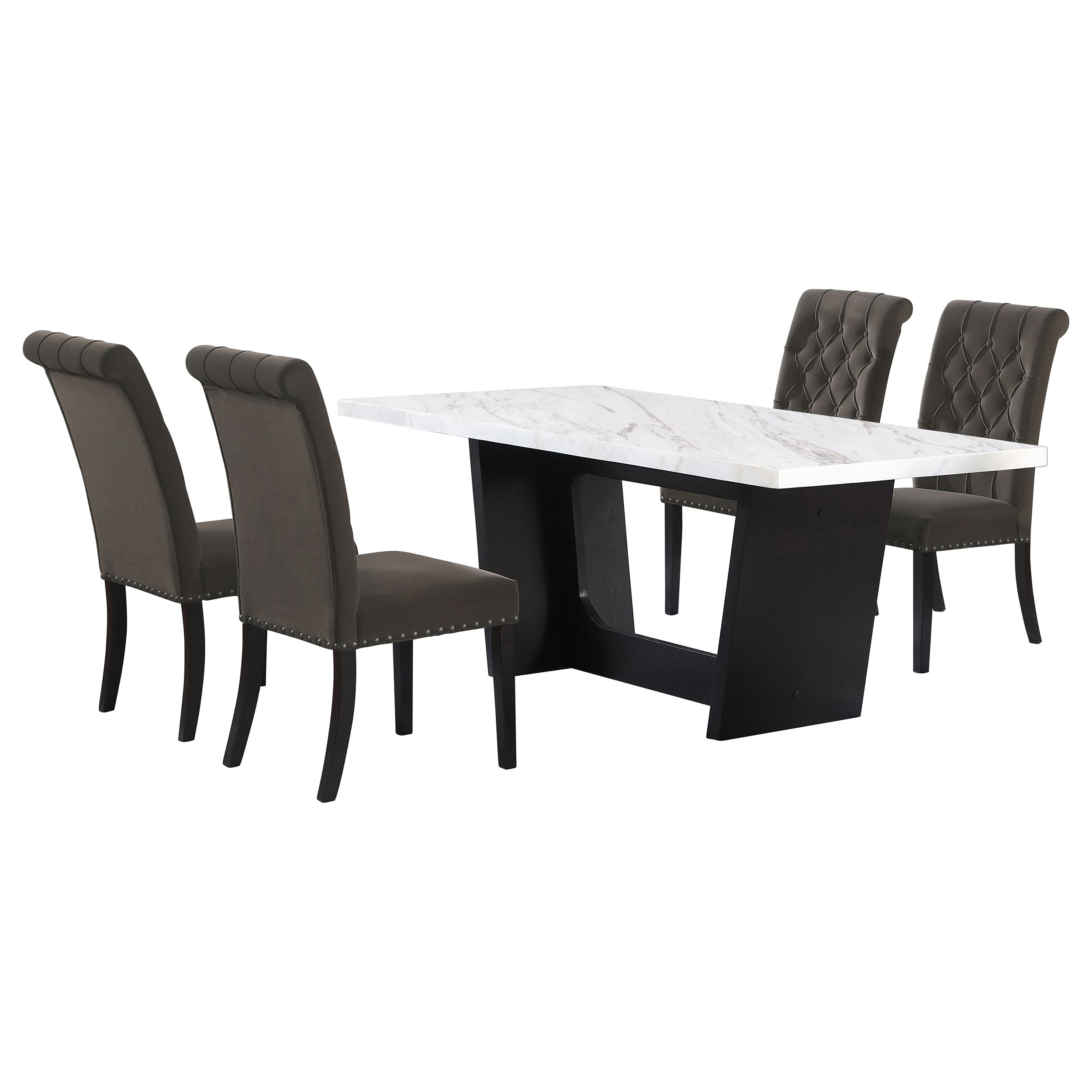 Sherry Rectangular Marble Top Dining Table Set
