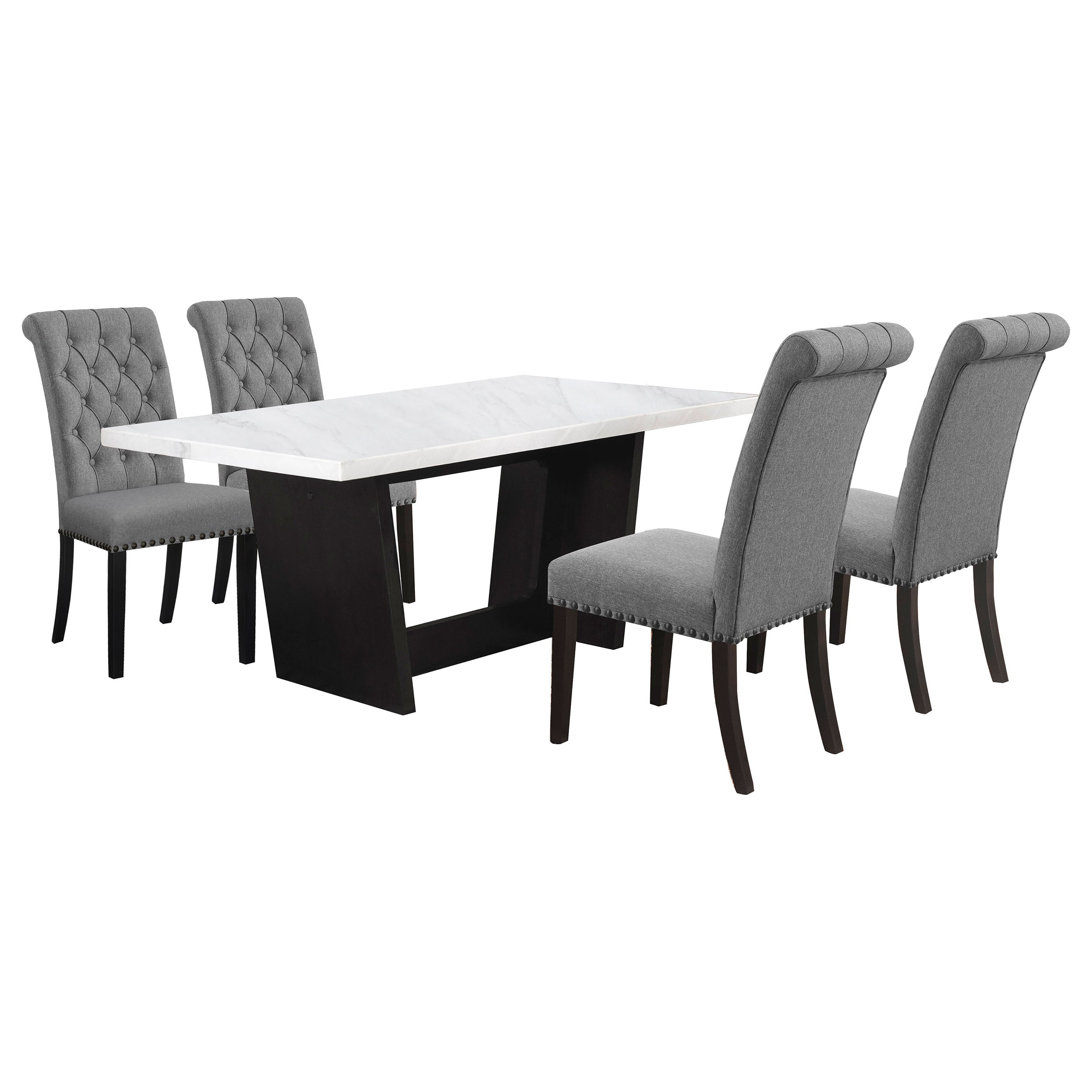 Sherry Rectangular Marble Top Dining Table Set