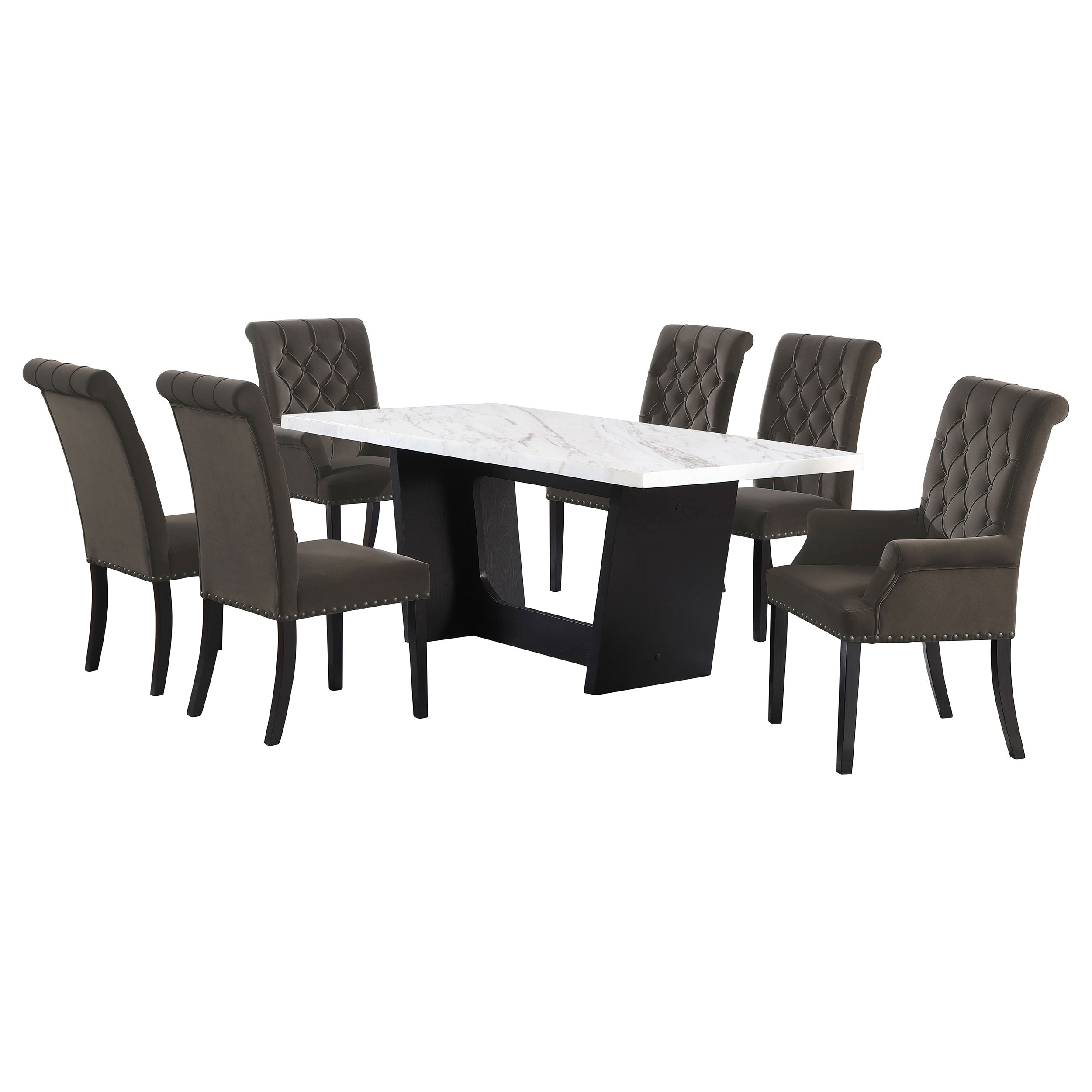 Sherry Rectangular Marble Top Dining Table Set