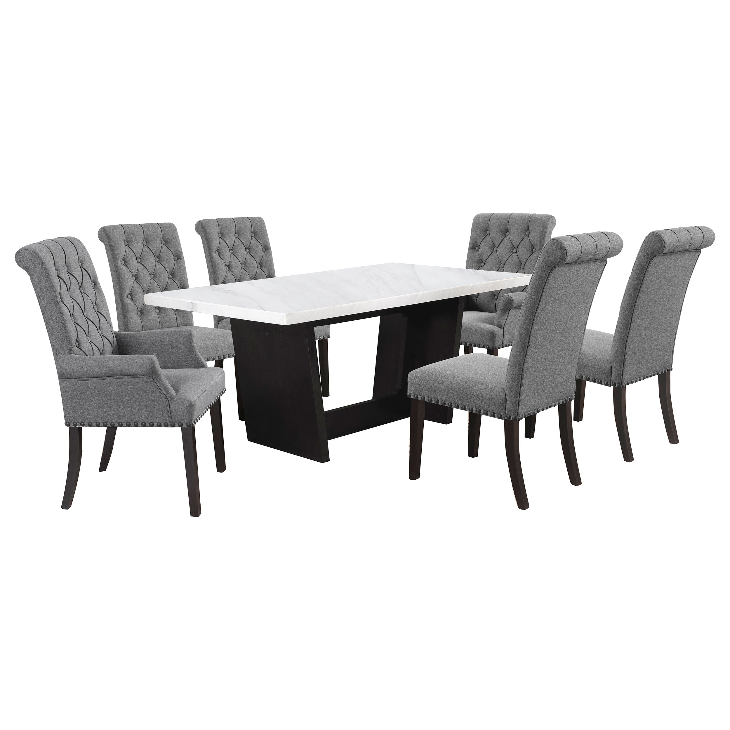 Sherry Rectangular Marble Top Dining Table Set