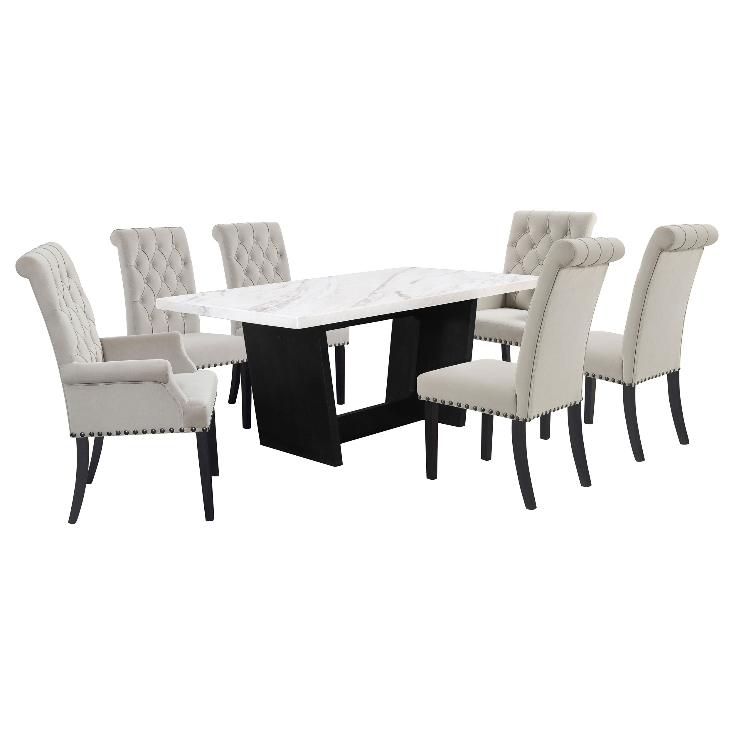 Sherry Rectangular Marble Top Dining Table Set
