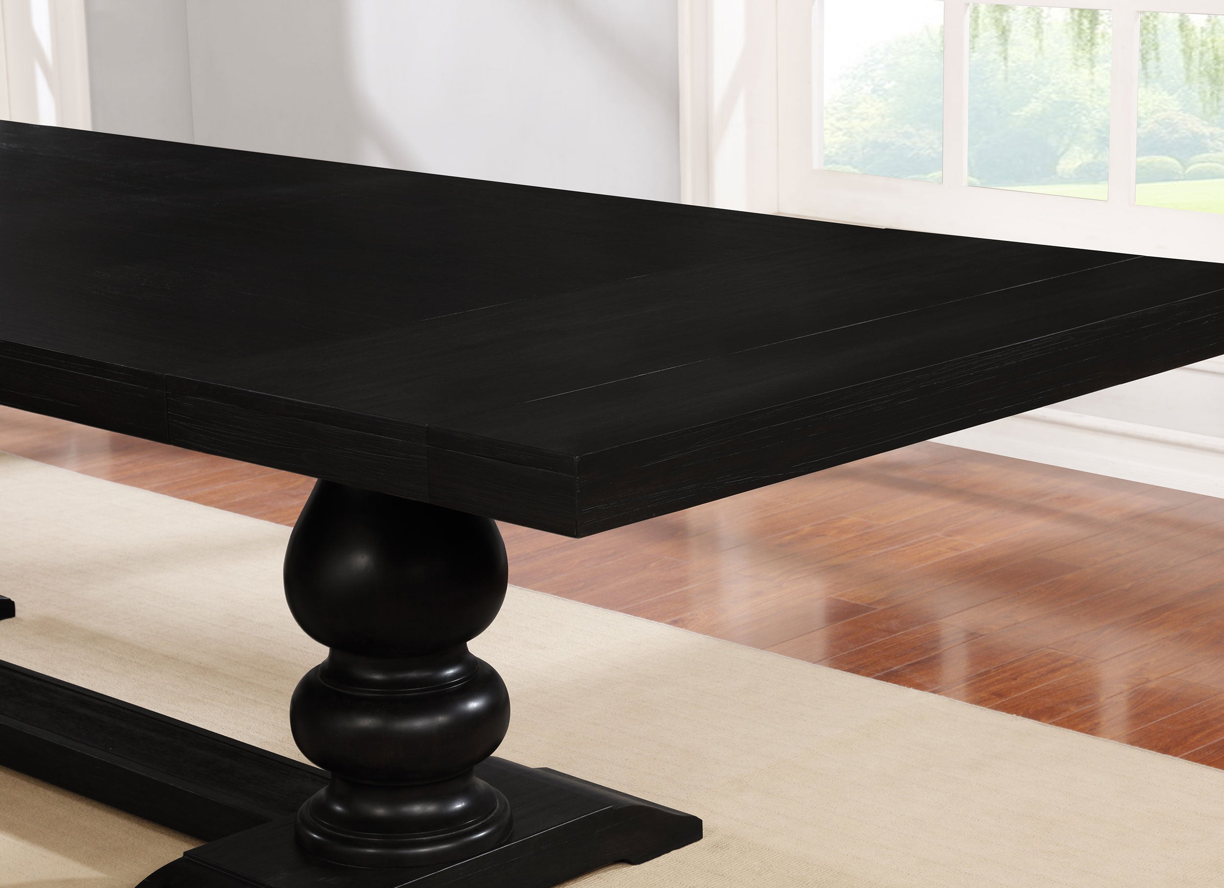 Phelps Rectangular Dining Table Set Distressed Noir