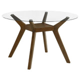 Paxton Round 48-inch Glass Top Wood Dining Table Brown