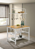 Edgeworth Kitchen Island Counter Table with Pot Rack White