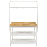 Edgeworth Kitchen Island Counter Table with Pot Rack White