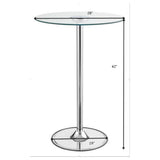 Thea Round 28-inch Glass Top LED Bistro Bar Table Chrome