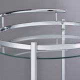 Chrissy Round Glass Shelf Metal Bar Cart Chrome