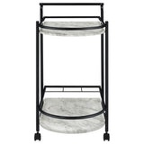 Desiree 2-tier Faux Marble Shelf Metal Bar Cart Black