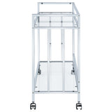 Cara 2-tier Rectangular Glass Shelf Metal Bar Cart Brass