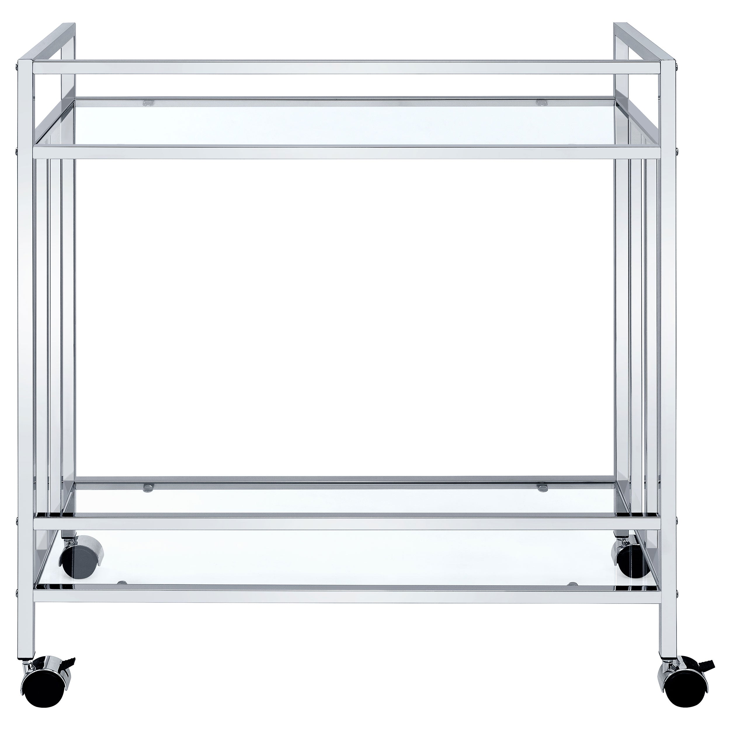 Cara 2-tier Rectangular Glass Shelf Metal Bar Cart Brass