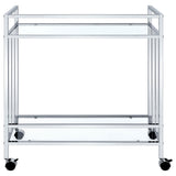 Cara 2-tier Rectangular Glass Shelf Metal Bar Cart Brass