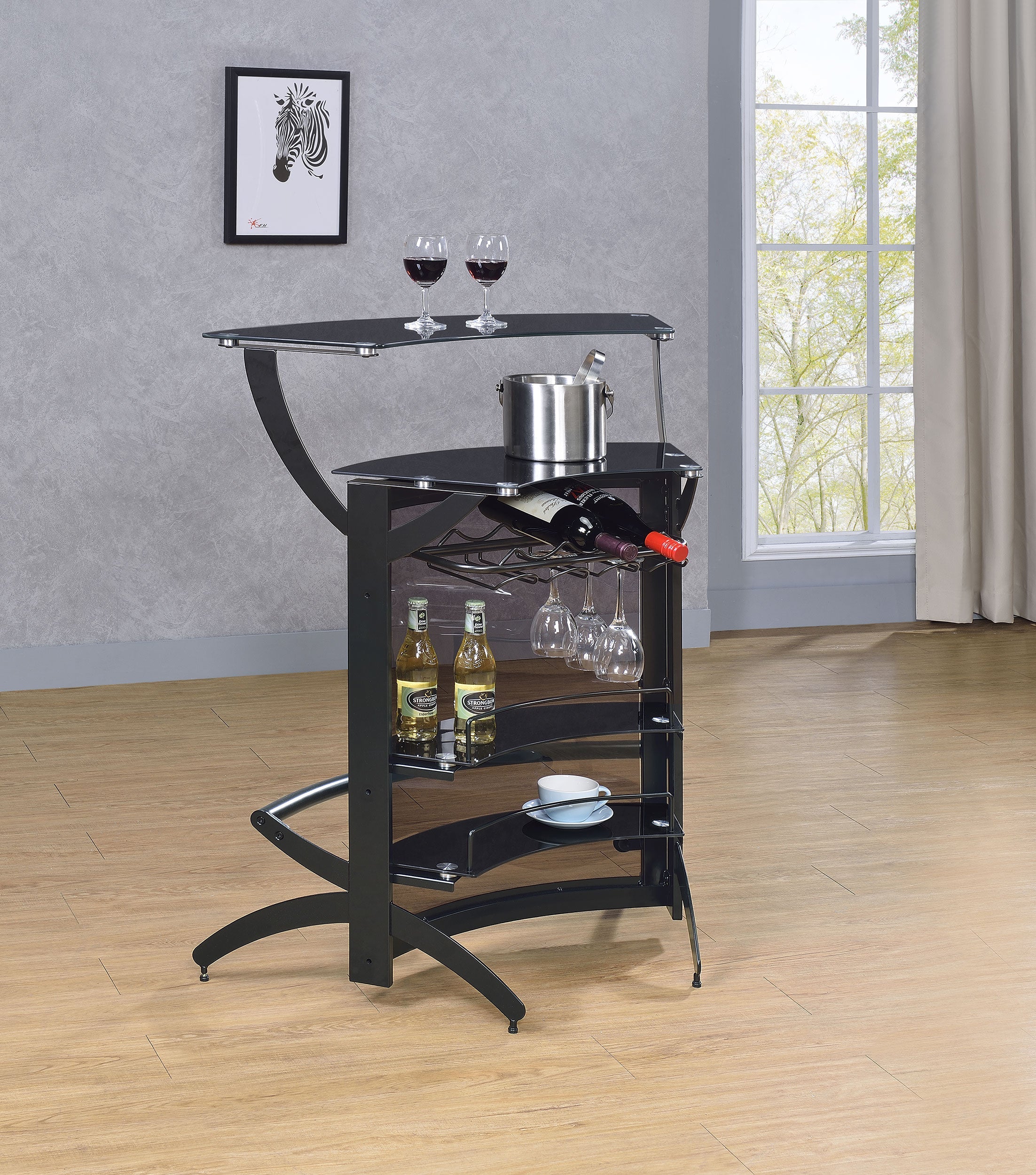 Dallas 2-shelf Curved Freestanding Home Bar Cabinet