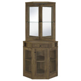 Alviso 1-drawer Corner Home Bar Wine Cabinet Rustic Oak