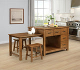 Mayfair 3-piece Kitchen Island with Extension Table Dark Oak