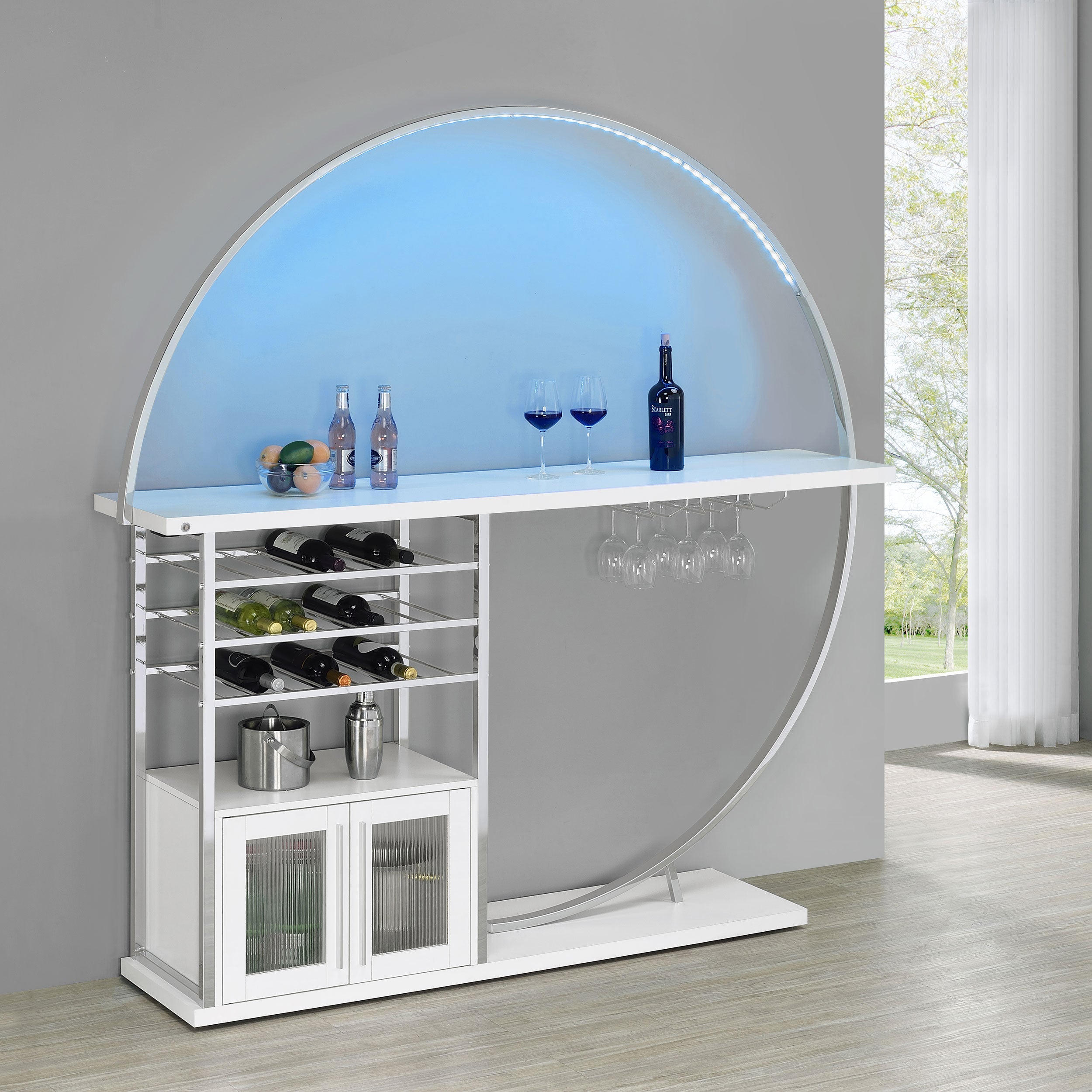 Risley 2-door Circular LED Wine Cabinet High Gloss