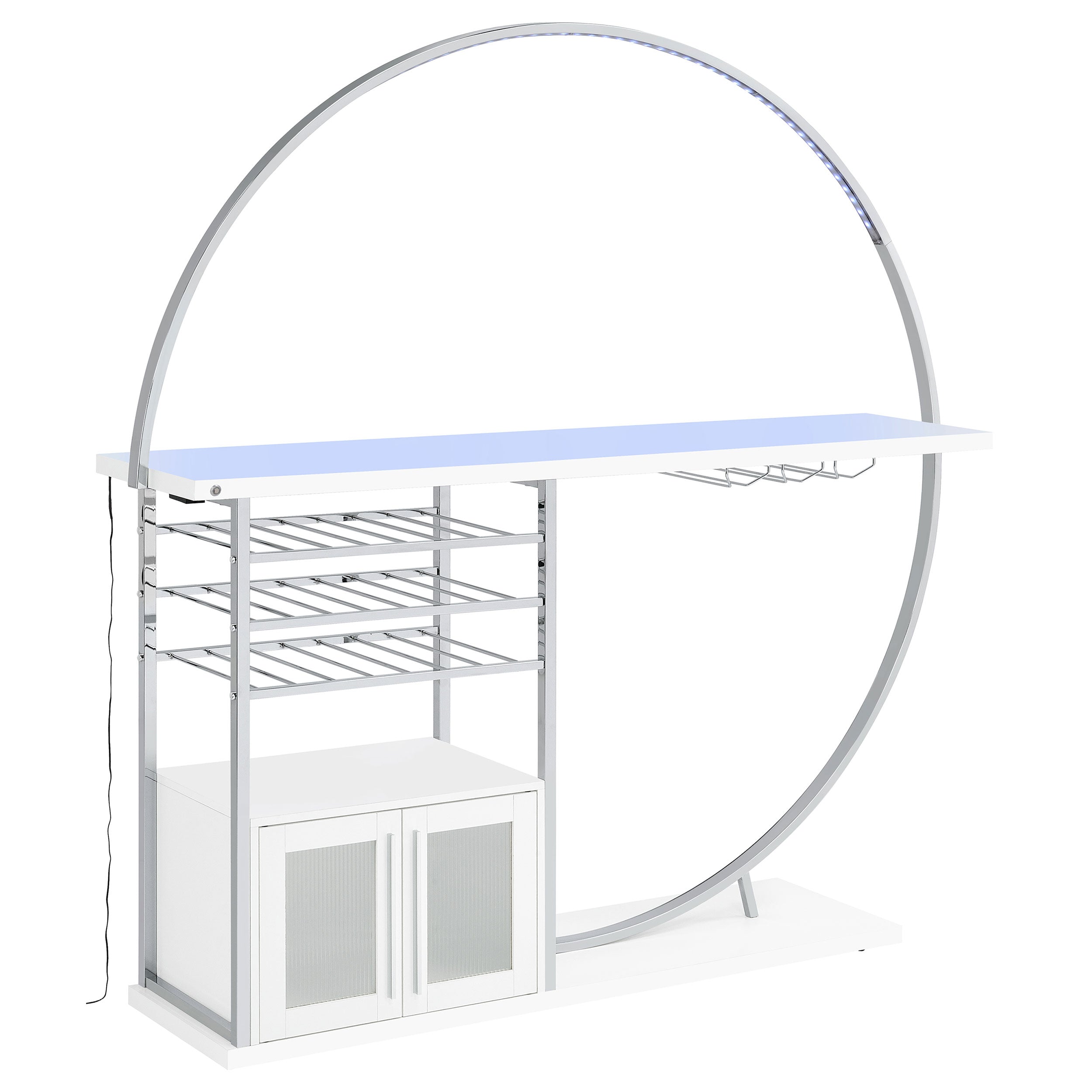 Risley 2-door Circular LED Wine Cabinet High Gloss