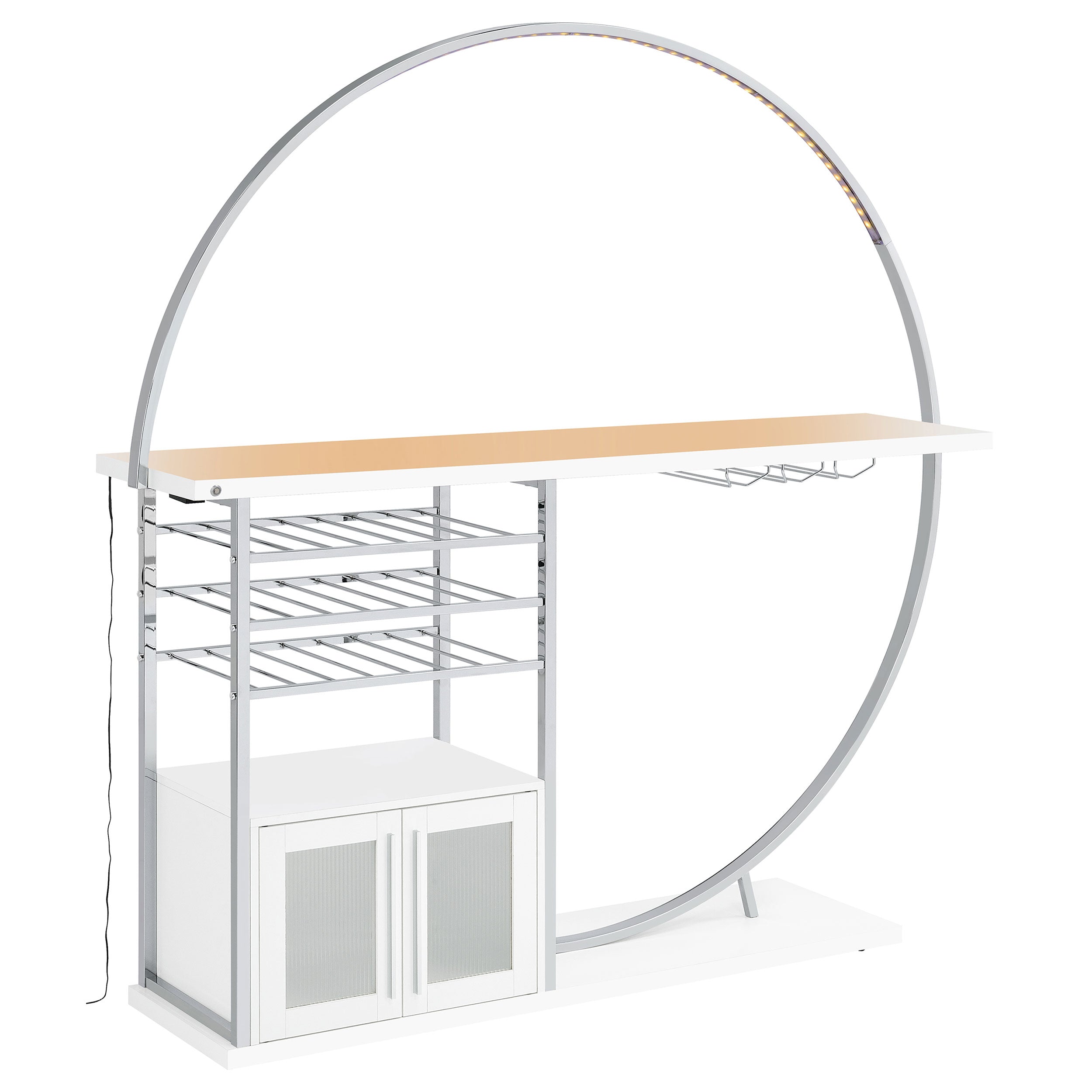 Risley 2-door Circular LED Wine Cabinet High Gloss