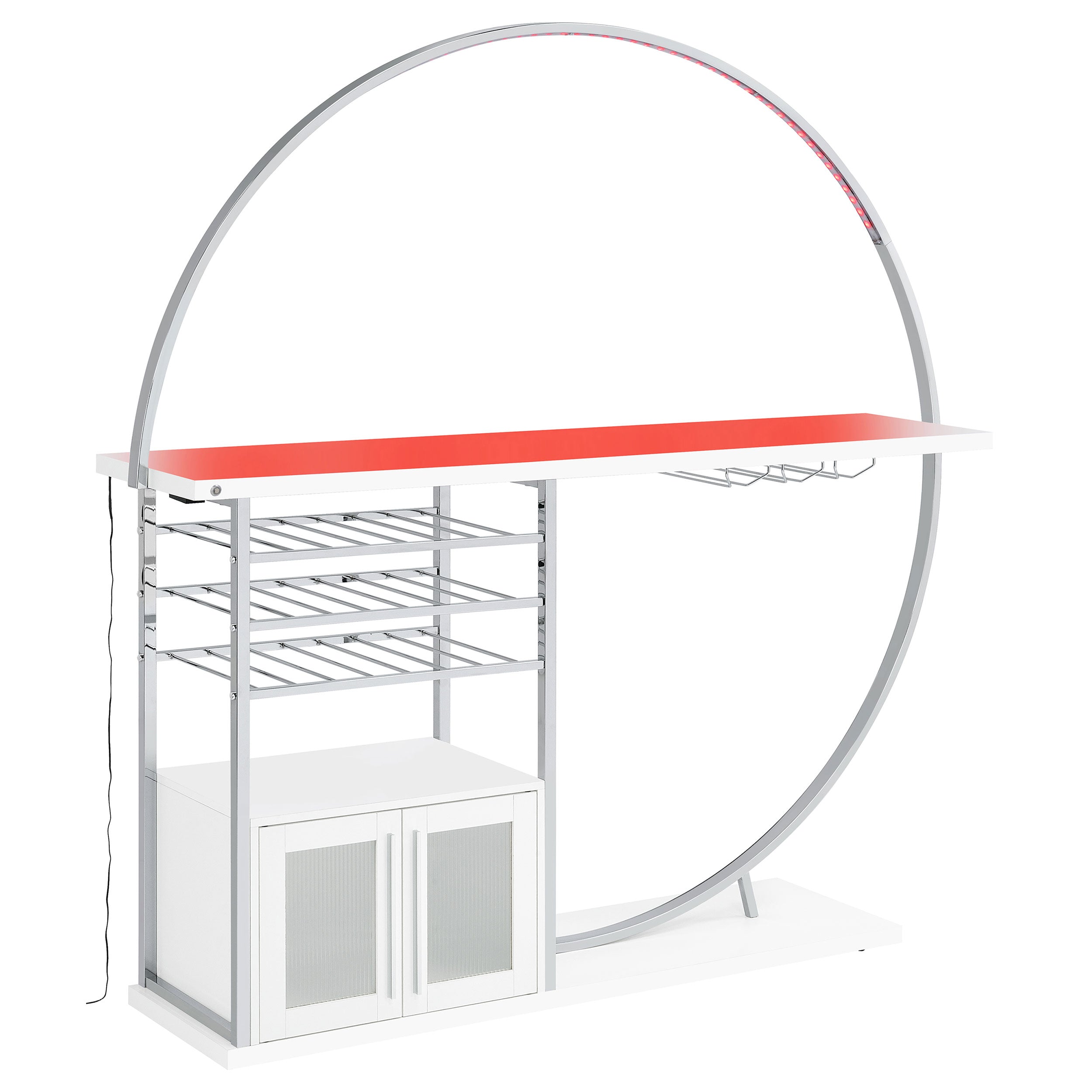 Risley 2-door Circular LED Wine Cabinet High Gloss