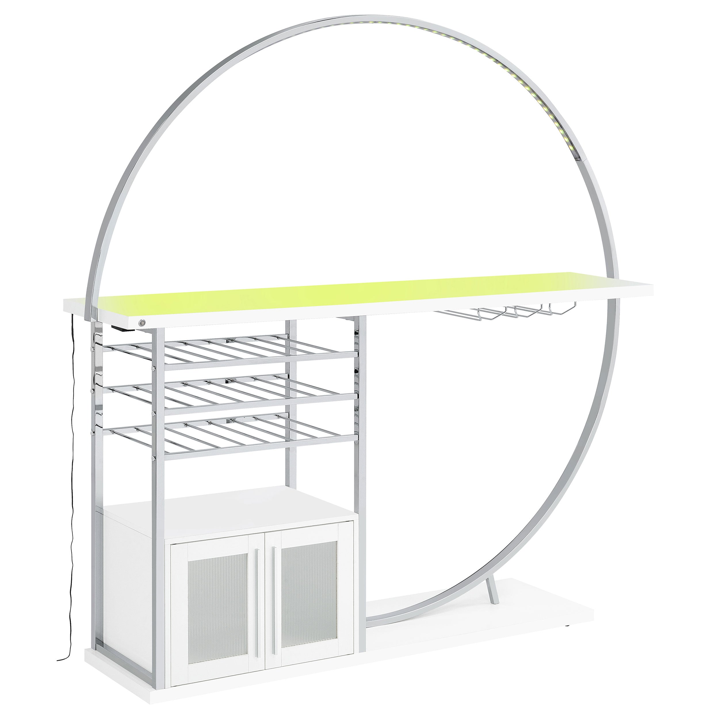 Risley 2-door Circular LED Wine Cabinet High Gloss