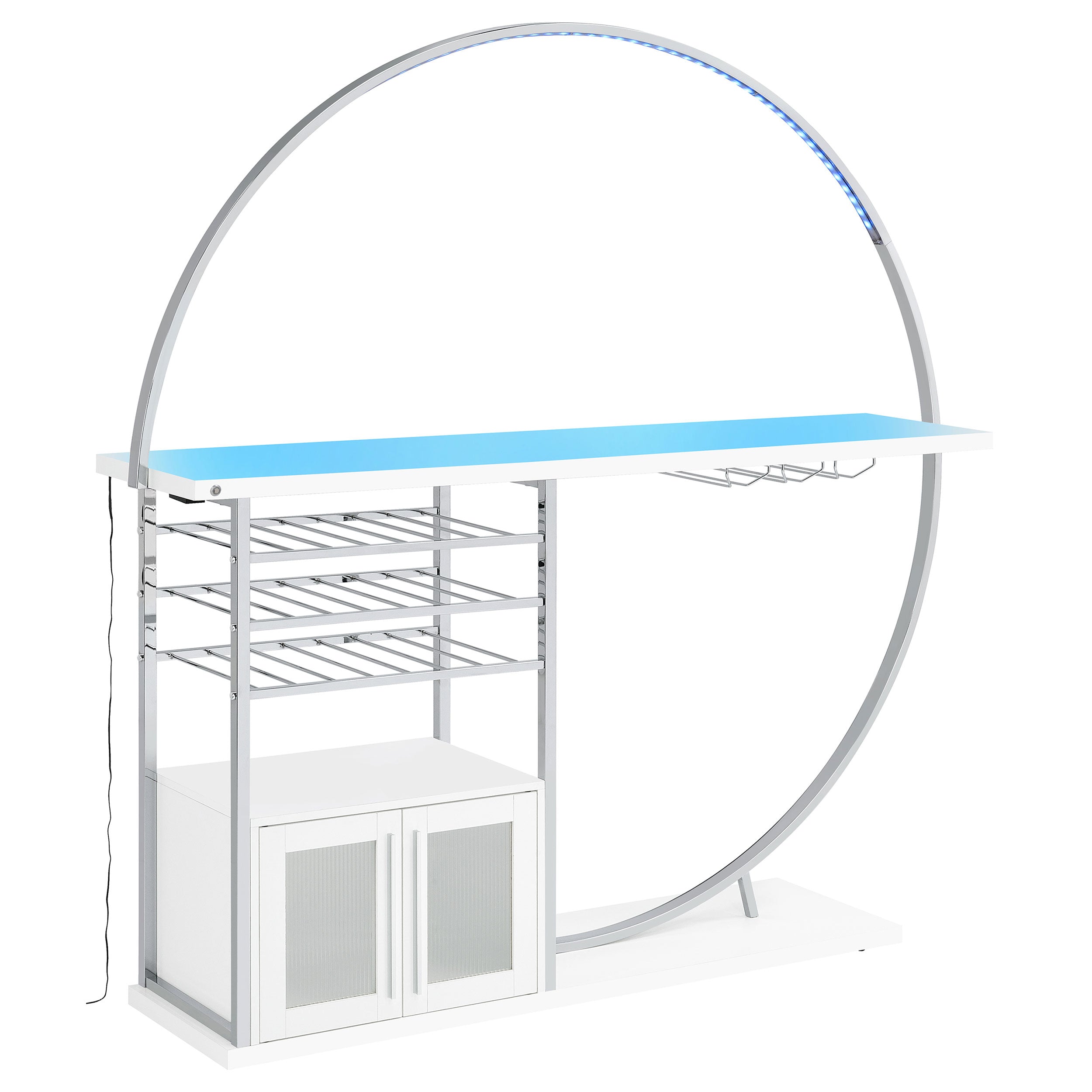 Risley 2-door Circular LED Wine Cabinet High Gloss