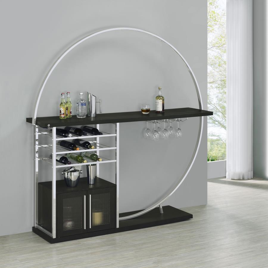 Risley 2-door Circular LED Wine Cabinet High Gloss