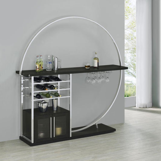 Risley 2-door Circular LED Wine Cabinet High Gloss
